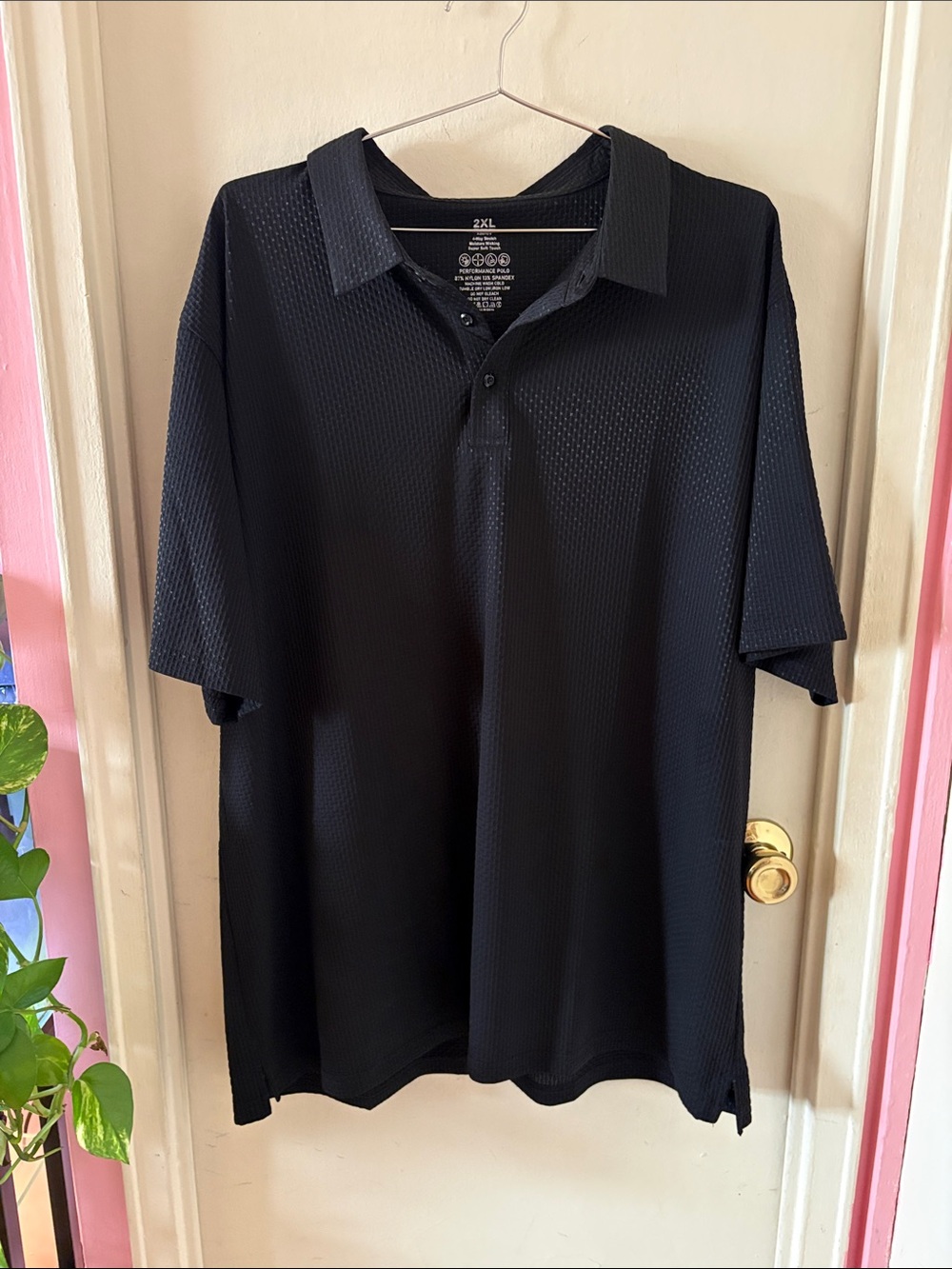 Alex Vando Black Textured Bubble Jacquard Super Stretch Polo Shirt